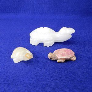 Lot of 3 Stone Turtle Figurines Carved Onyx